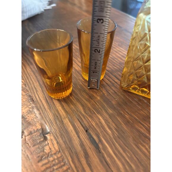 1965 Amber Whisky Decanter & 4 Shot Glasses MCM Indiana - Picture 4 of 9